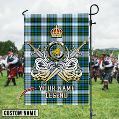 Personalized Custom Name Clan Campbell Dress Tartan Garden Flag with Clan Crest and the Golden Sword of Courageous Legacy LJ39 - Campbell Dress Tartan Design, Scottish Heritage Gift