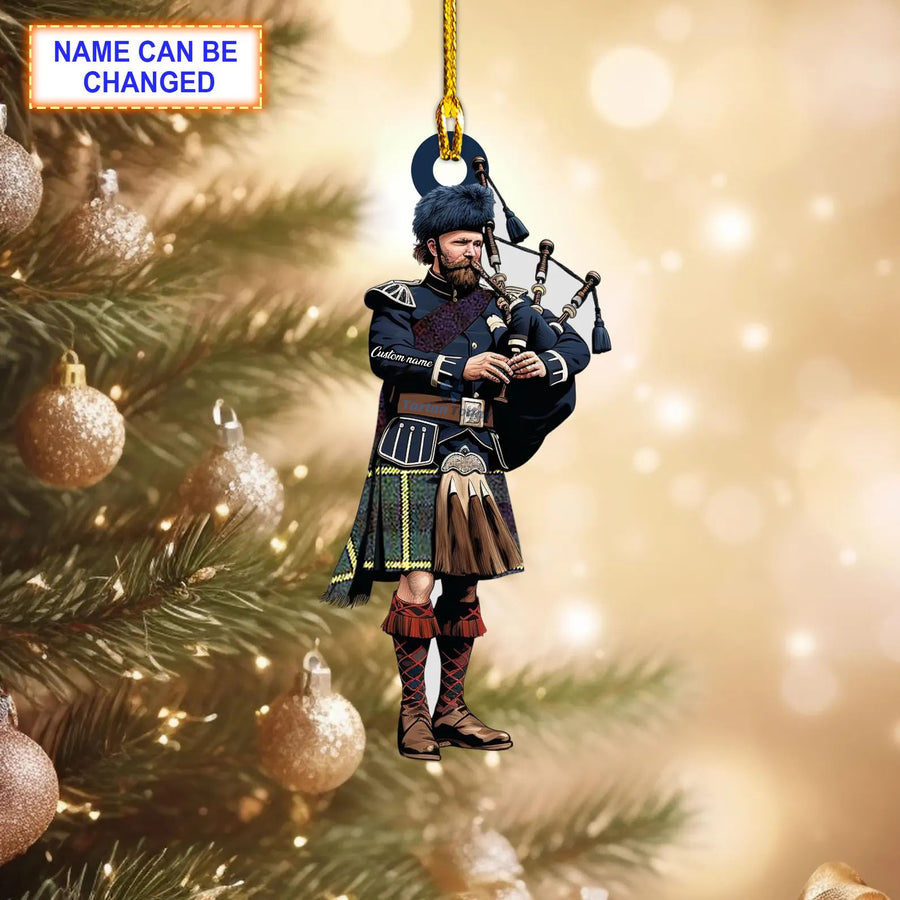Campbell of Breadalbane #2 Modern Tartan Bagpipe Ornament with Custom Name