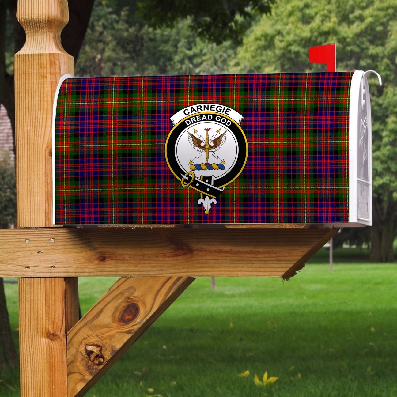 Clan Carnegie Modern Tartan Crest Mailbox YV39 Clan Carnegie Tartan Today   