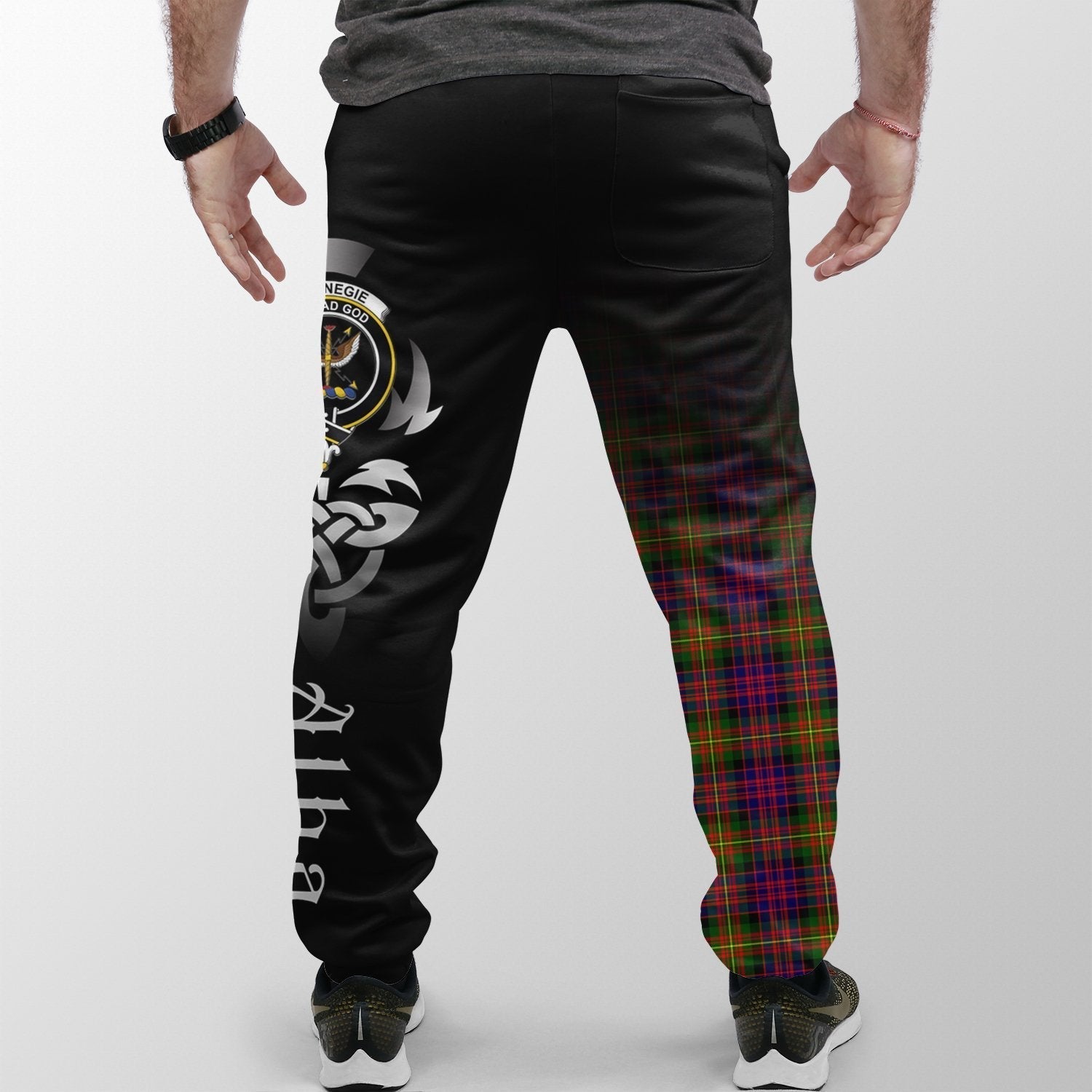 Clan Carnegie Modern Tartan Crest Jogger Sweatpants  Alba Celtic Style DT11 Clan Carnegie Tartan Today   