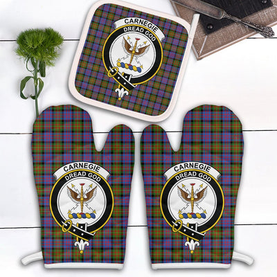 Clan Carnegie Ancient Tartan Crest Oven Mitt And Pot Holder (2 Oven Mitts + 1 Pot Holder) IG26