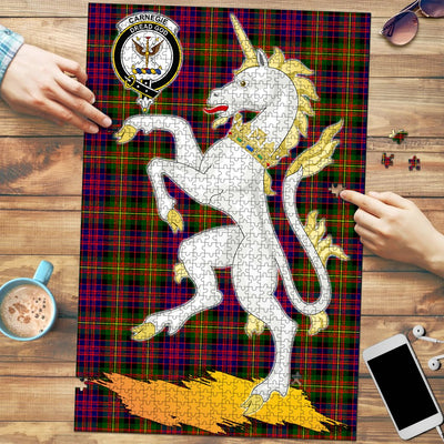 Clan Carnegie Modern Tartan Crest Unicorn Scotland Jigsaw Puzzles Gift For Family PI54