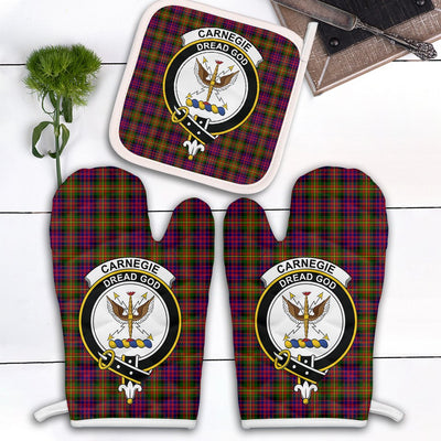 Clan Carnegie Modern Tartan Crest Oven Mitt And Pot Holder (2 Oven Mitts + 1 Pot Holder) QQ83