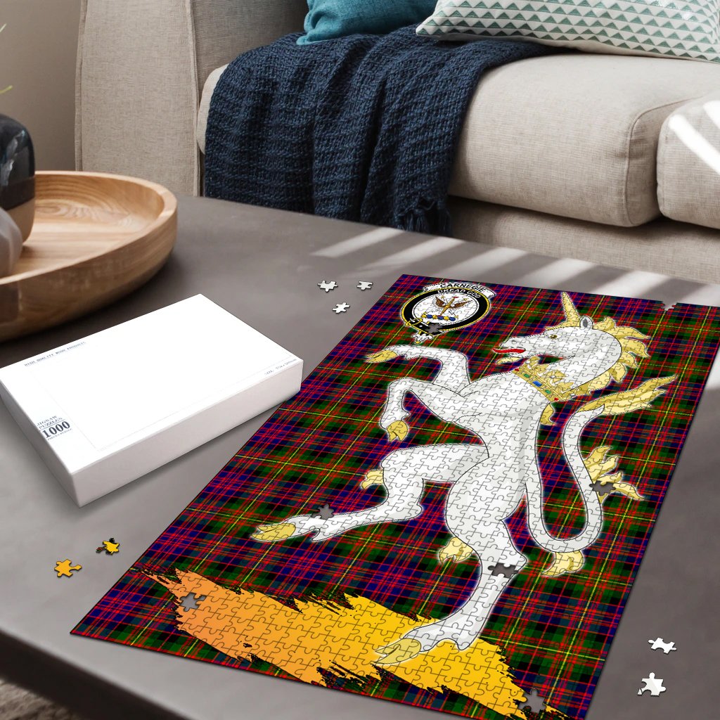 Clan Carnegie Modern Tartan Crest Unicorn Scotland Jigsaw Puzzles Gift For Family PI54 Clan Carnegie Tartan Today   