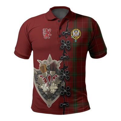 Clan Carruthers Tartan Polo Shirt - Lion Rampant And Celtic Thistle Style