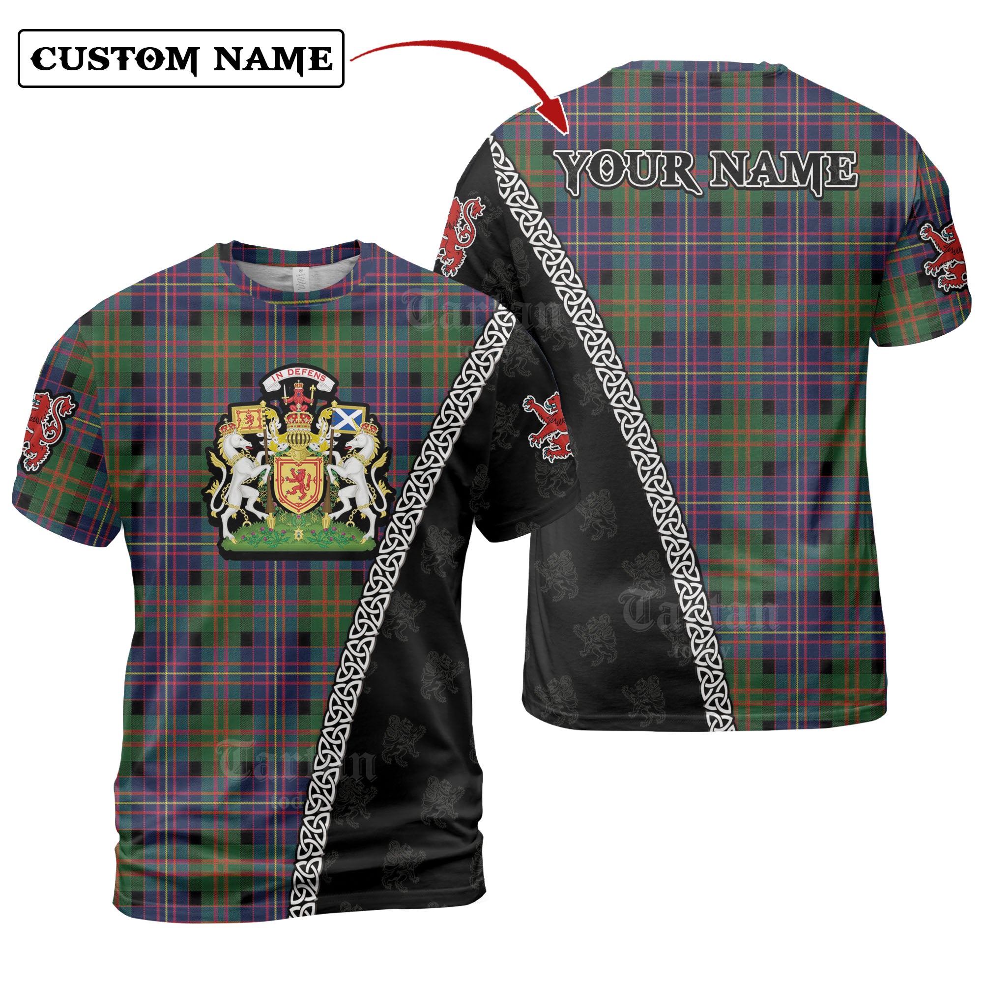 Chalmer Tartan Shirt with Scotland Coat of Arms & Custom Name GK90