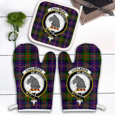 Clan Chalmers Modern Tartan Crest Oven Mitt And Pot Holder (2 Oven Mitts + 1 Pot Holder)