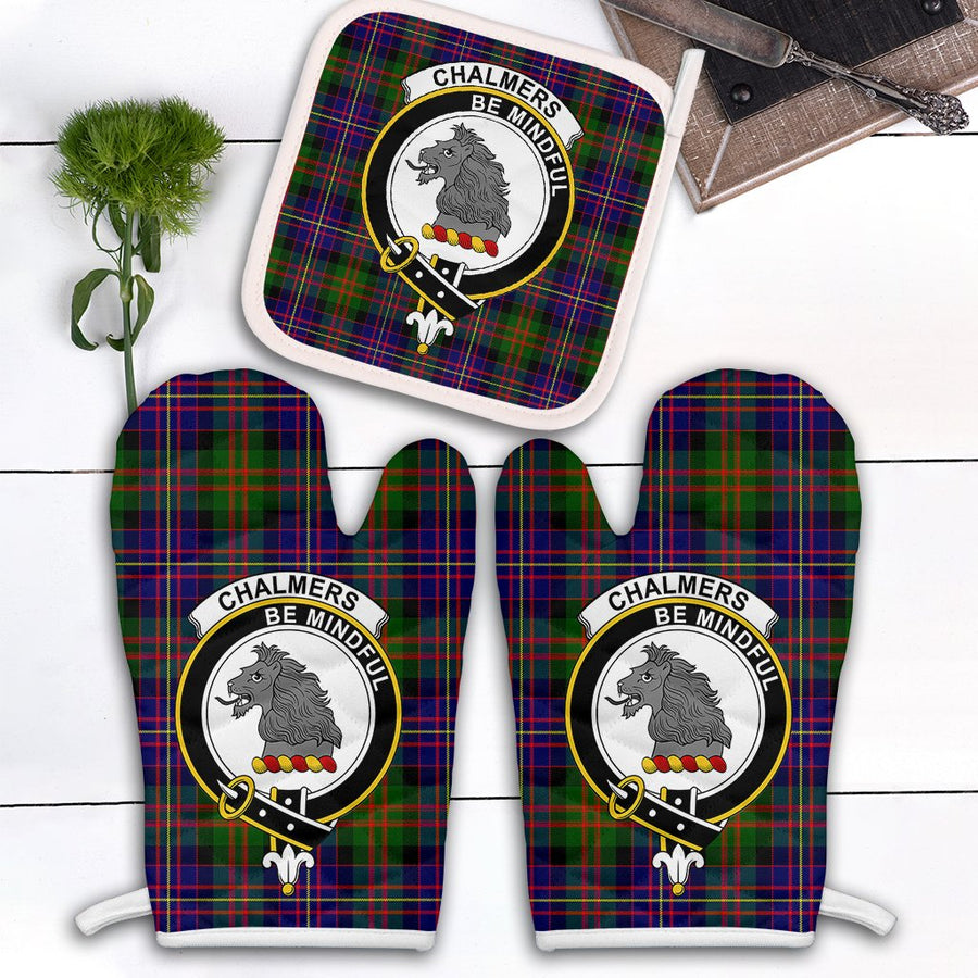Clan Chalmers Modern Tartan Crest Oven Mitt And Pot Holder (2 Oven Mitts + 1 Pot Holder)