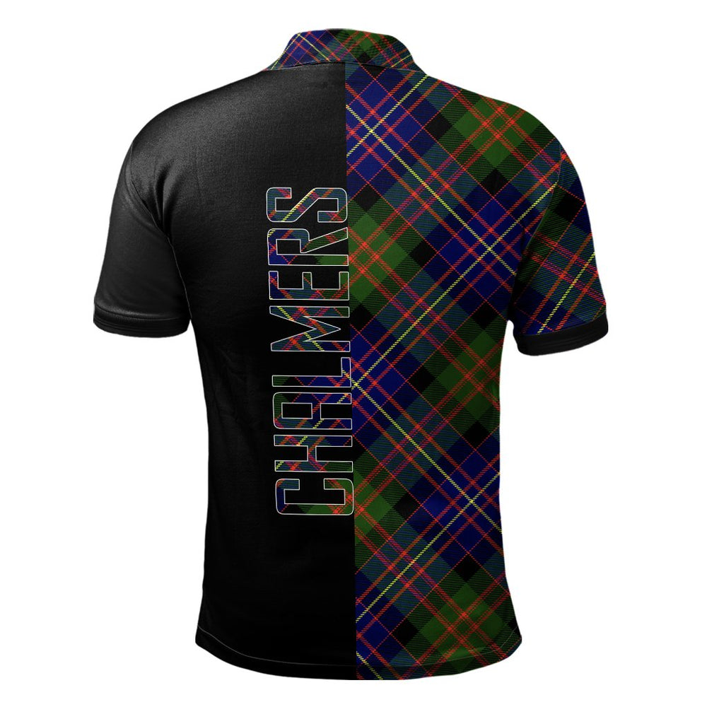 Clan Chalmers Modern Tartan Polo Shirt Half of Me - Cross Style RN82 Chalmers Modern Tartan Tartan Polo   