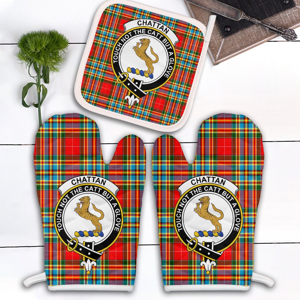 Clan Chattan Tartan Crest Oven Mitt And Pot Holder (2 Oven Mitts + 1 Pot Holder) MR94 Clan Chattan Tartan Today   