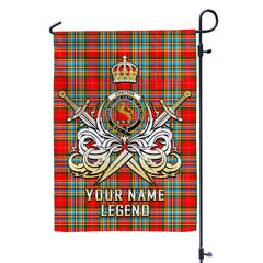 Custom Name Clan Chattan Tartan Garden Flag with Clan Crest and the Golden Sword of Courageous Legacy LO87