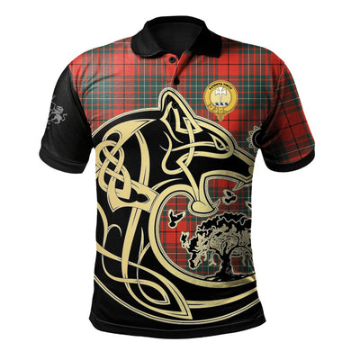 Clan Cheyne Tartan Polo Shirt Viking Wolf