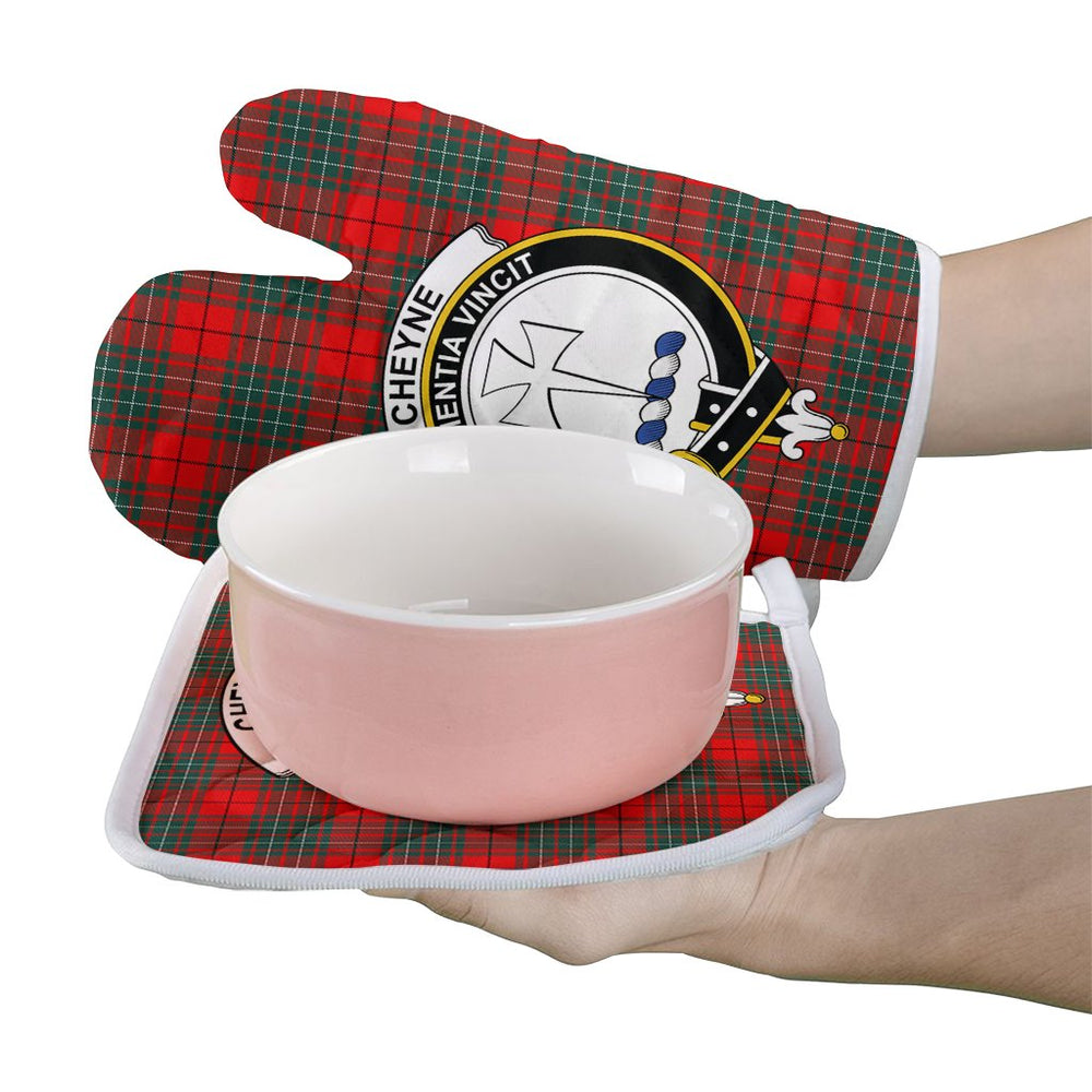 Clan Cheyne Tartan Crest Oven Mitt And Pot Holder (2 Oven Mitts + 1 Pot Holder) OO12 Clan Cheyne Tartan Today   