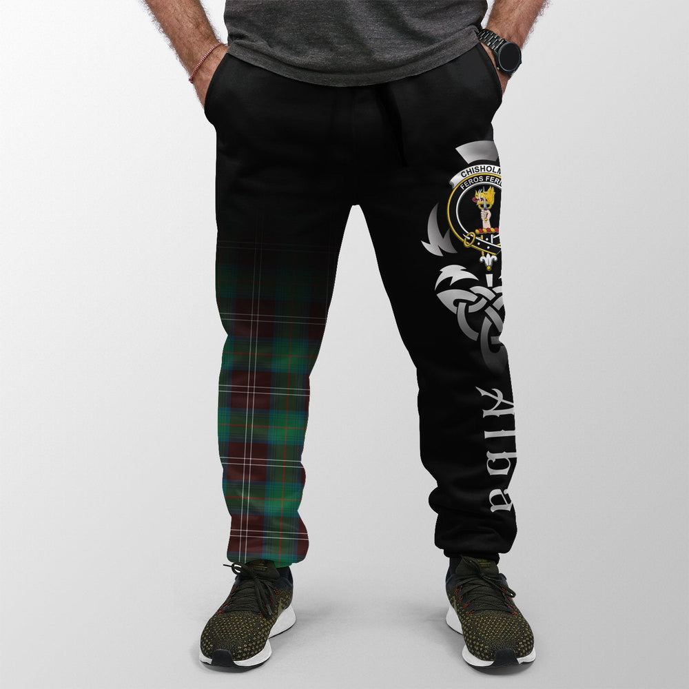 Clan Chisholm Hunting Ancient Tartan Crest Jogger Sweatpants  Alba Celtic Style YA14 Clan Chisholm Tartan Today   