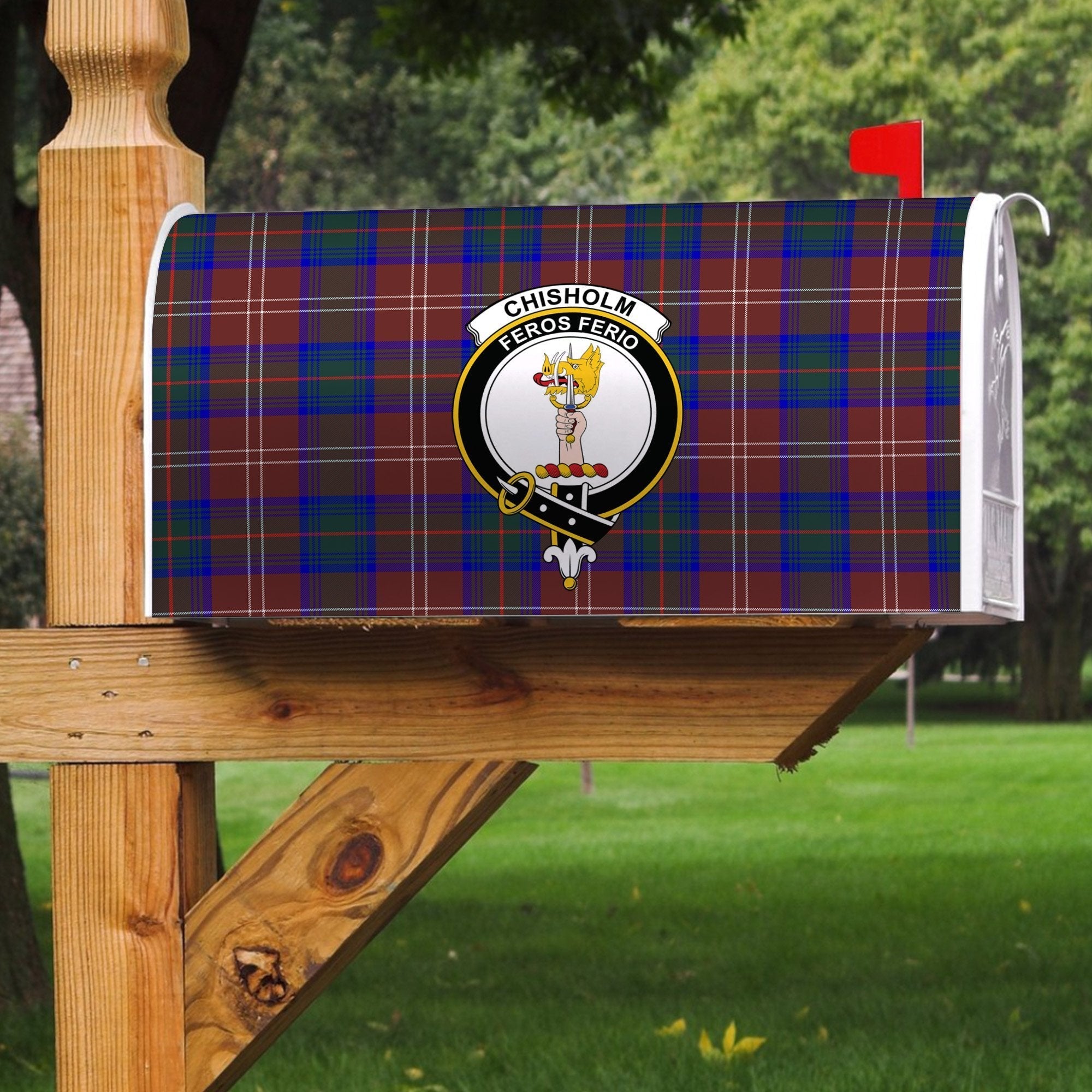 Clan Chisholm Hunting Modern Tartan Crest Mailbox DM33 Clan Chisholm Tartan Today   