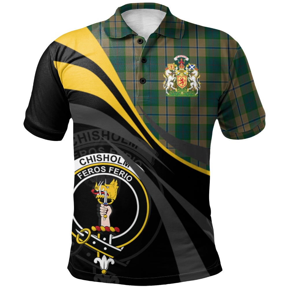 Clan Chisholm Colonial Tartan Polo Shirt - Royal Coat Of Arms Style MC45 Chisholm Colonial Tartan Tartan Polo   