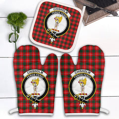 Clan Chisholm Modern Tartan Crest Oven Mitt And Pot Holder (2 Oven Mitts + 1 Pot Holder) IJ64 Clan Chisholm Tartan Today   