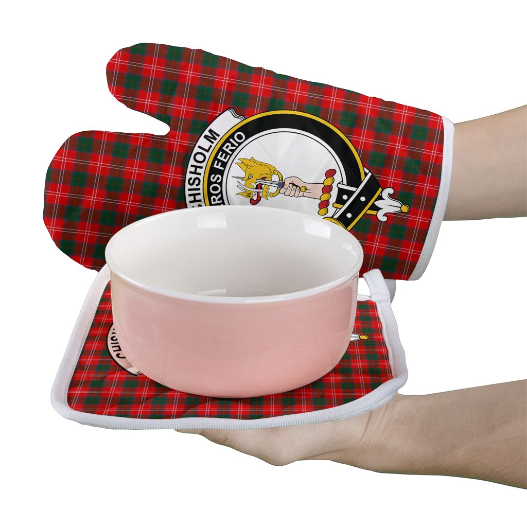Clan Chisholm Modern Tartan Crest Oven Mitt And Pot Holder (2 Oven Mitts + 1 Pot Holder) IJ64 Clan Chisholm Tartan Today   