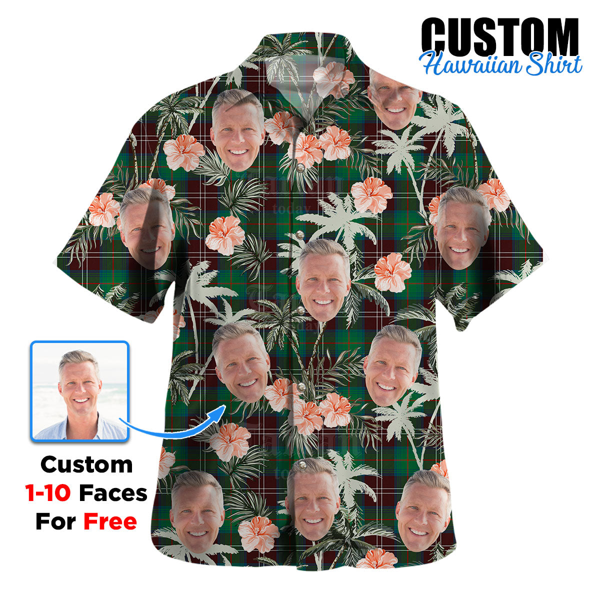 Clan Chisholm Hunting Ancient Tartan Custom Face Hawaiian Shirt – Unisex Gift for Family Members, Summer Party VL65 Chisholm Hunting Ancient Tartan Tartan Hawaii Shirt