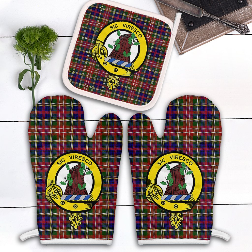 Clan Christie Tartan Crest Oven Mitt And Pot Holder (2 Oven Mitts + 1 Pot Holder) GY37 Clan Christie Tartan Today   