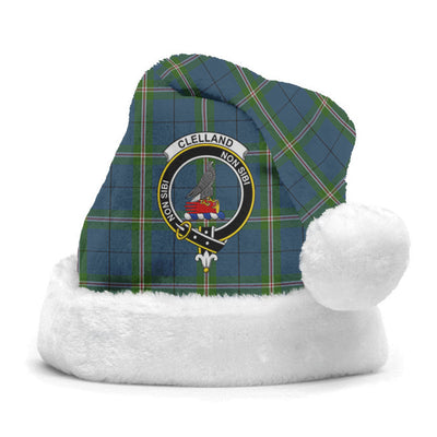 Clan Clelland Tartan Crest Christmas Santa Hat