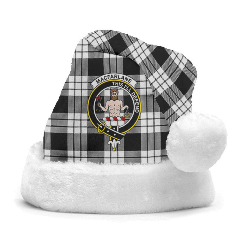 Clan MacFarlane Black _ White Tartan Crest Christmas Santa Hat GG58 MacFarlane Black _ White Tartan Tartan Santa Hat   