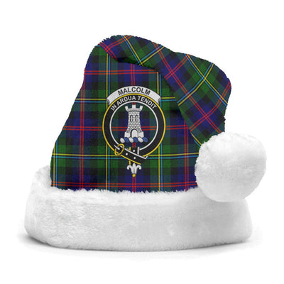 Clan Malcolm Tartan Crest Christmas Santa Hat