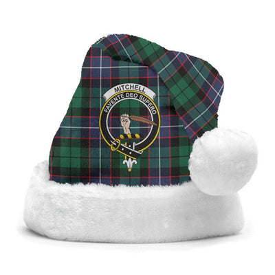 Clan Mitchell Modern Tartan Crest Christmas Santa Hat