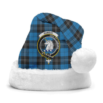 Clan Ramsay Blue Ancient Tartan Crest Christmas Santa Hat