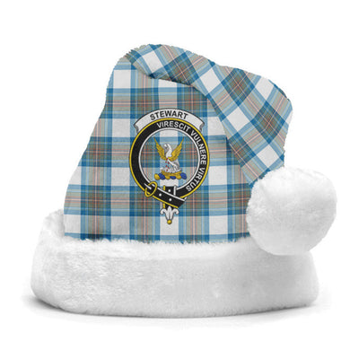 Clan Stewart Muted Blue Tartan Crest Christmas Santa Hat