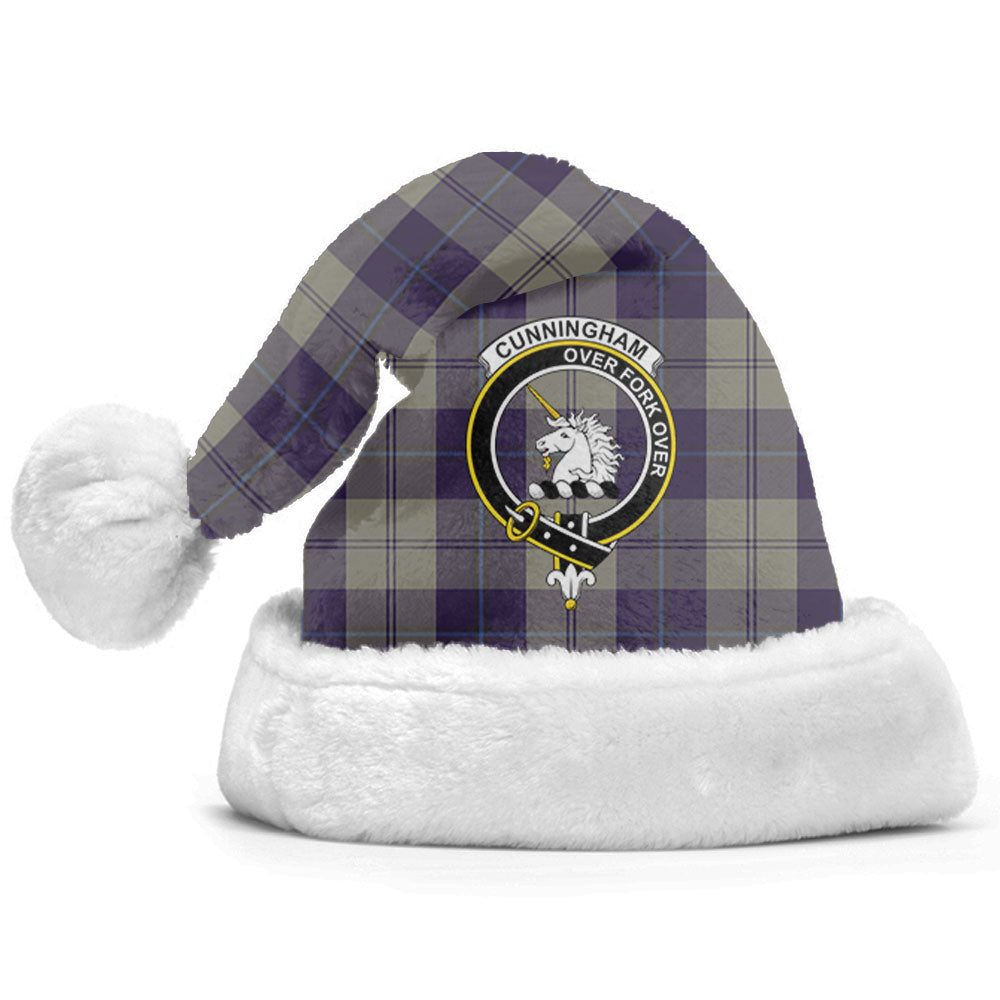 Clan Cunningham Dress Blue Dancers Tartan Crest Christmas Santa Hat DU28 Cunningham Dress Blue Dancers Tartan Tartan Santa Hat   