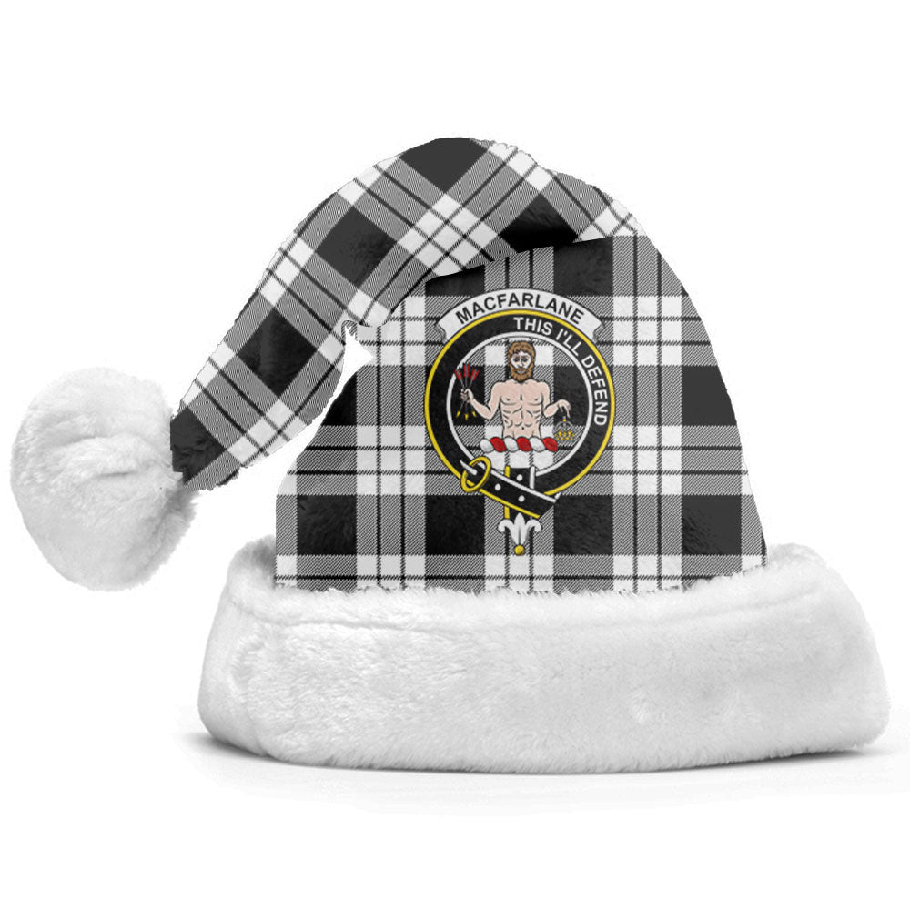 Clan MacFarlane Black _ White Tartan Crest Christmas Santa Hat GG58 MacFarlane Black _ White Tartan Tartan Santa Hat   
