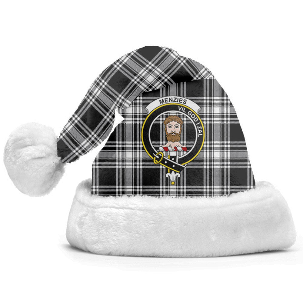 Clan Menzies Black _ White Modern Tartan Crest Christmas Santa Hat KP31 Menzies Black _ White Modern Tartan Tartan Santa Hat   