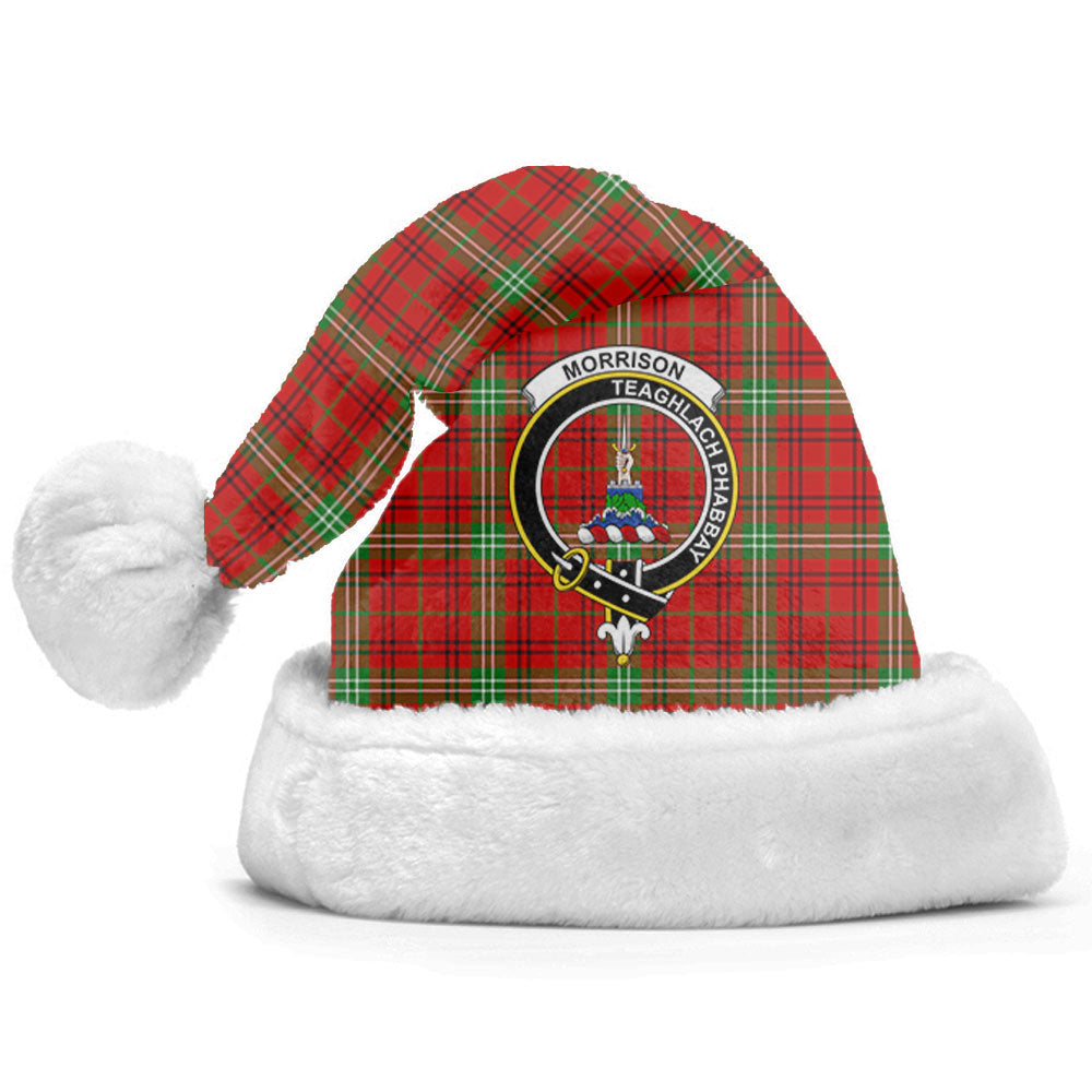 Clan Morrison Red Modern Tartan Crest Christmas Santa Hat ZM67 Morrison Red Modern Tartan Tartan Santa Hat   