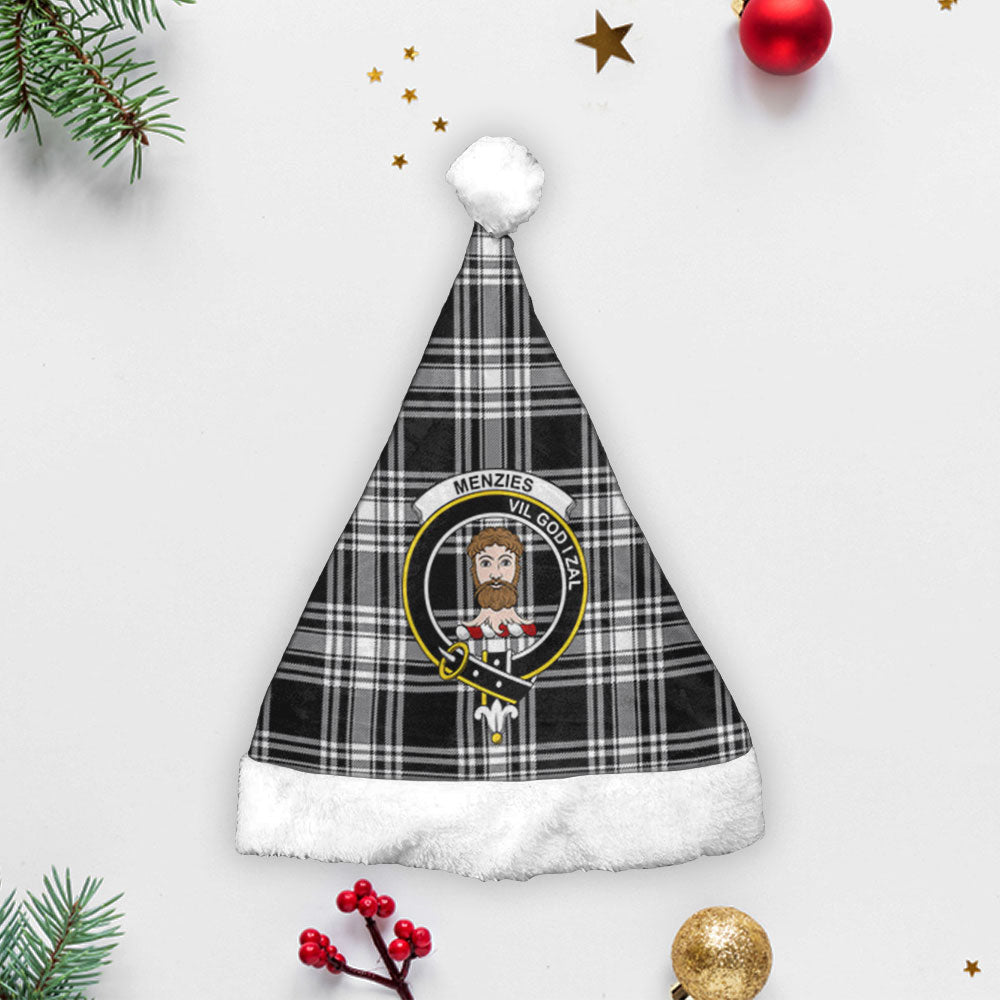 Clan Menzies Black _ White Modern Tartan Crest Christmas Santa Hat KP31 Menzies Black _ White Modern Tartan Tartan Santa Hat   