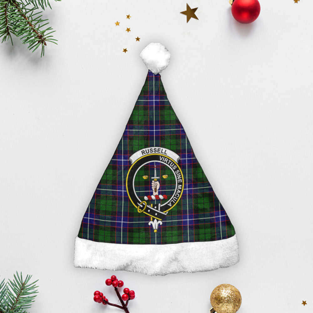 Clan Russell Modern Tartan Crest Christmas Santa Hat LS19 Russell Modern Tartan Tartan Santa Hat   