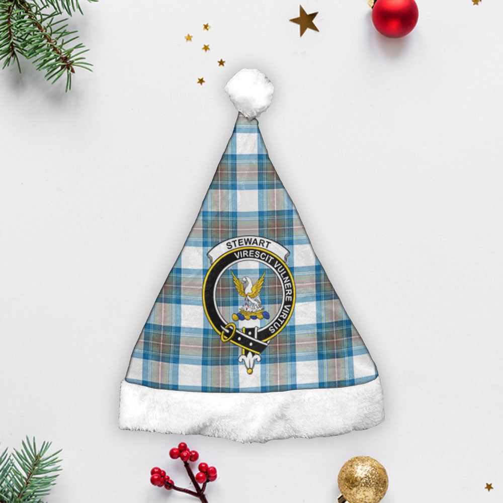 Clan Stewart Muted Blue Tartan Crest Christmas Santa Hat XL10 Stewart Muted Blue Tartan Tartan Santa Hat   