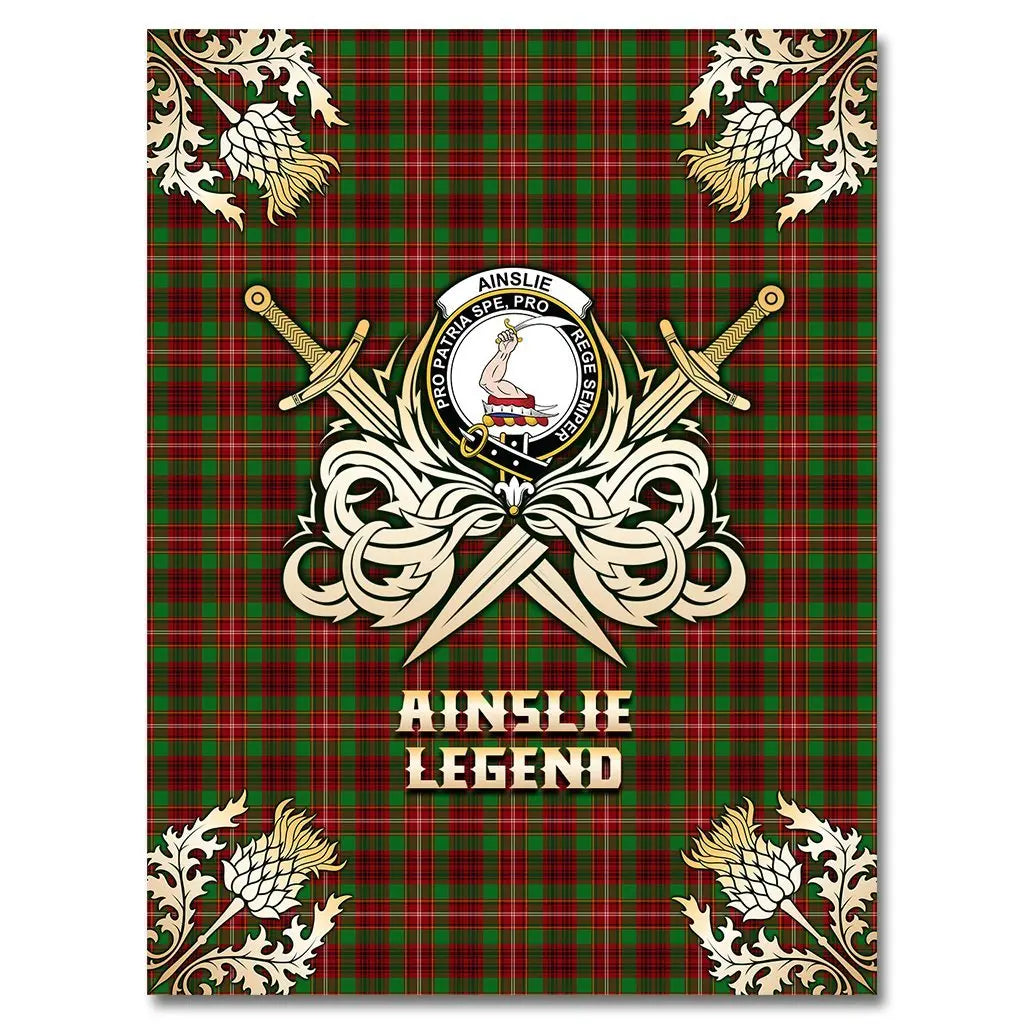 Clan Ainslie Tartan Gold Courage Symbol Blanket KP78 Clan Ainslie Tartan Today   