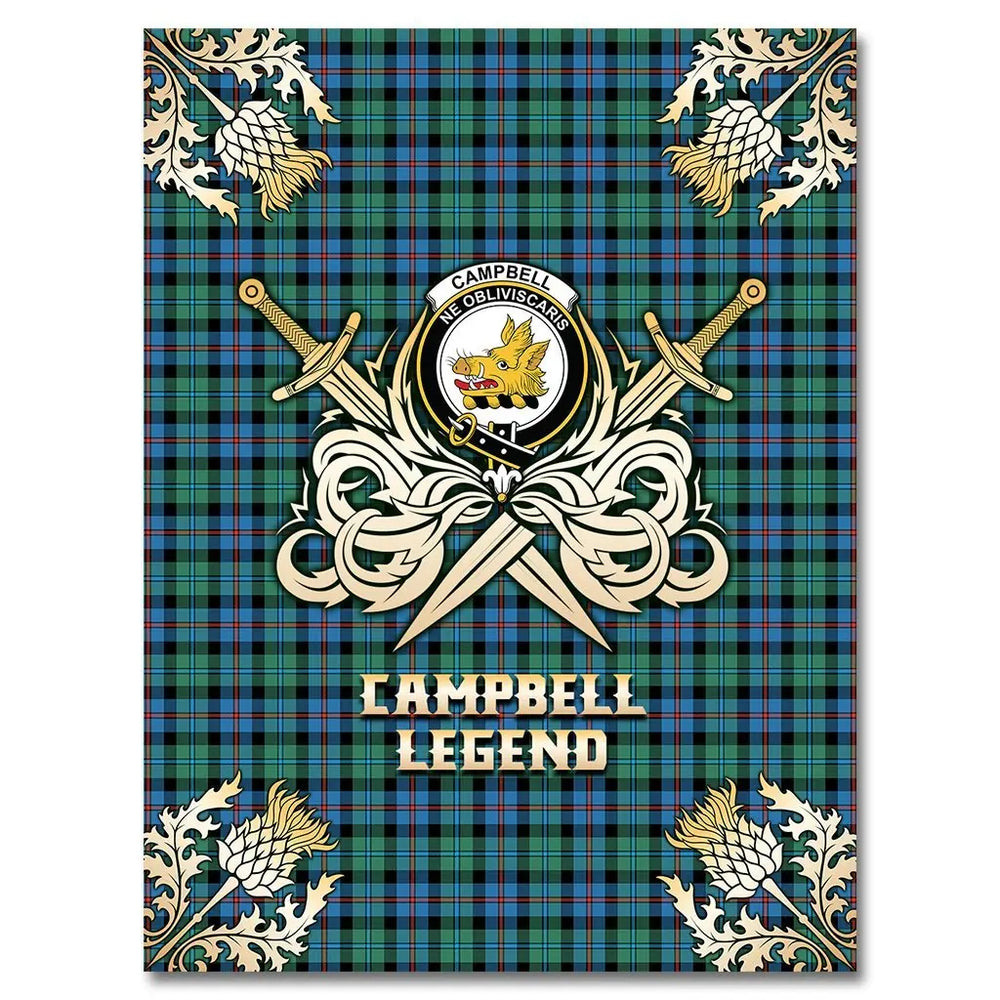 Clan Campbell of Cawdor Ancient Tartan Gold Courage Symbol Blanket JM73 Clan Campbell of Cawdor Tartan Today   