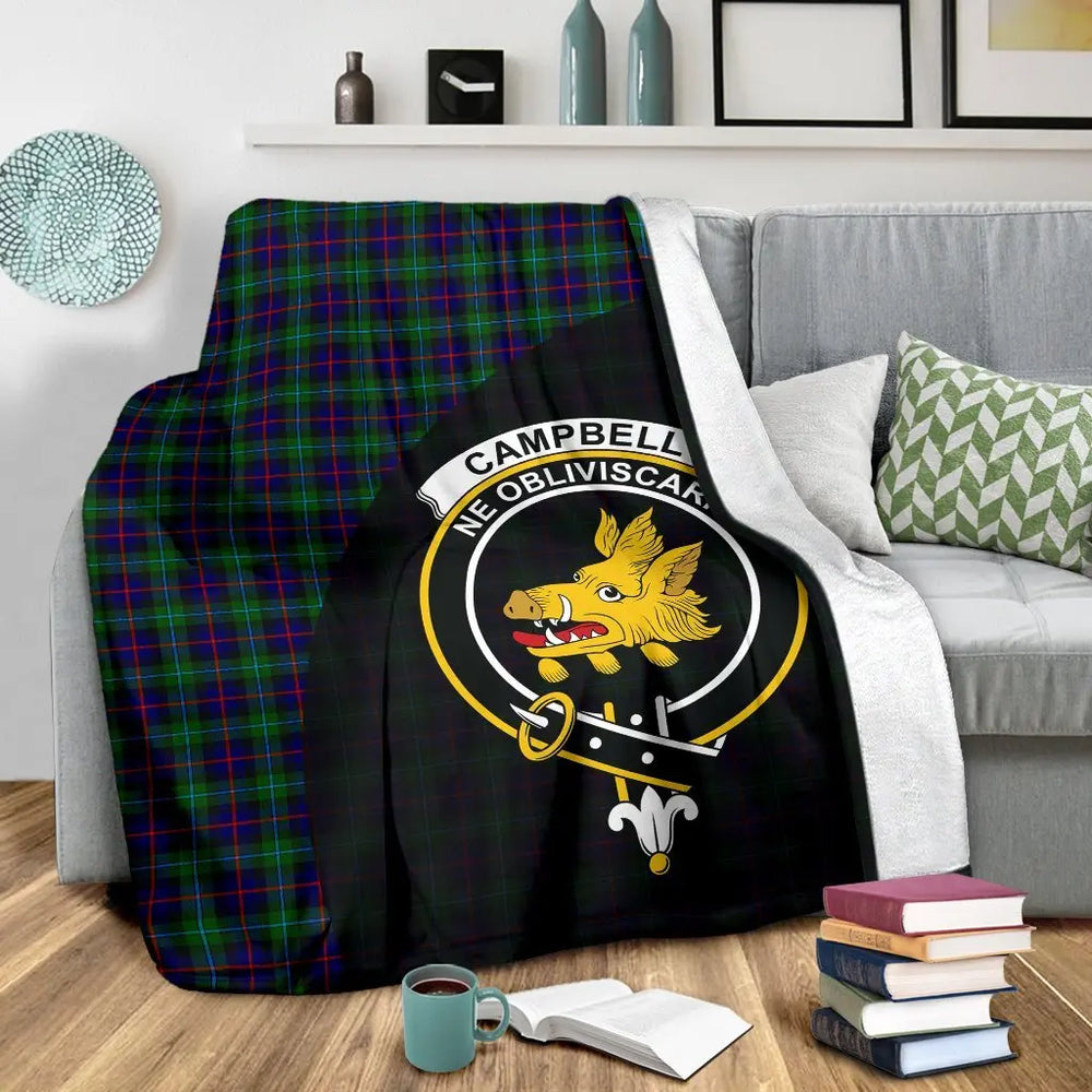 Clan Campbell of Cawdor Modern Tartan Crest Blanket Wave Style KE14 Clan Campbell of Cawdor Tartan Today   