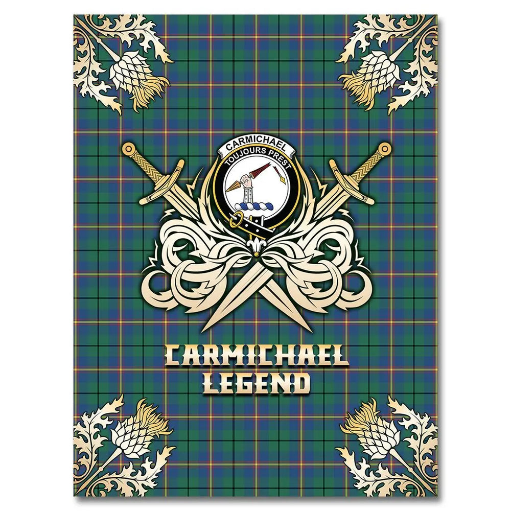 Clan Carmichael Ancient Tartan Gold Courage Symbol Blanket JL19 Clan Carmichael Tartan Today   