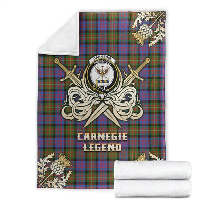 Clan Carnegie Ancient Tartan Gold Courage Symbol Blanket SB58