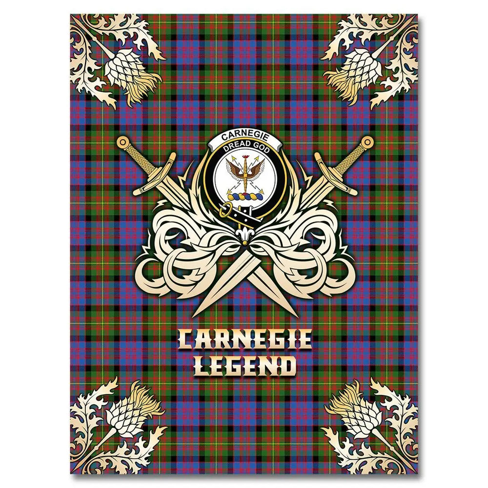 Clan Carnegie Ancient Tartan Gold Courage Symbol Blanket SB58 Clan Carnegie Tartan Today   