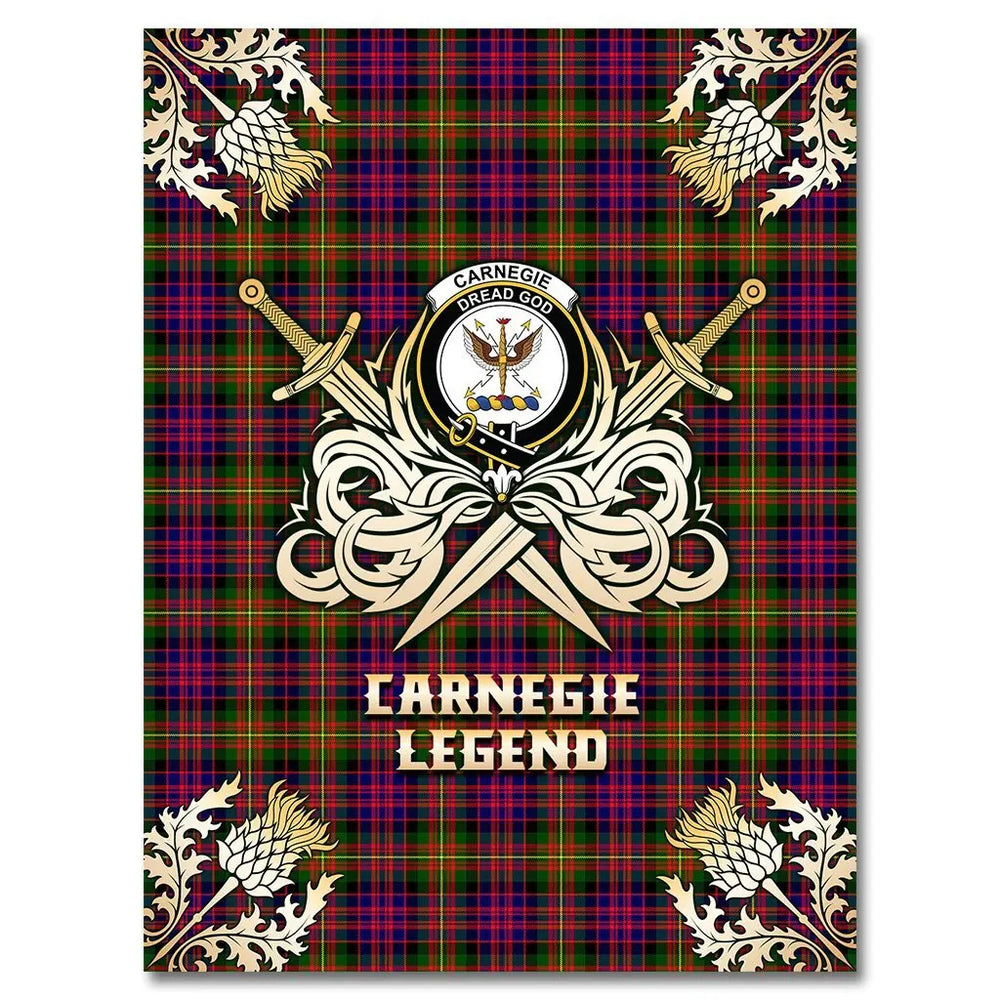 Clan Carnegie Modern Tartan Gold Courage Symbol Blanket LK50 Clan Carnegie Tartan Today   