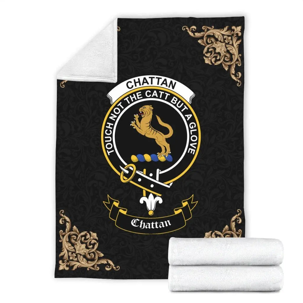 Clan Chattan Crest Tartan Premium Blanket Black KN76 Clan Chattan Tartan Today   
