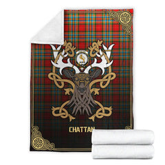 Clan Chattan Tartan Crest Premium Blanket Celtic Stag Style QI61 Clan Chattan Tartan Today   