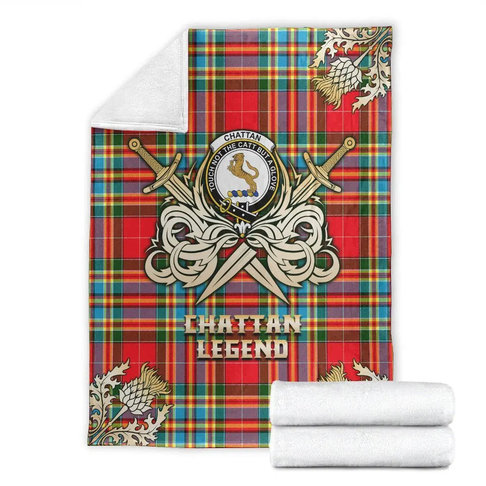 Clan Chattan Tartan Gold Courage Symbol Blanket HG60 Clan Chattan Tartan Today   