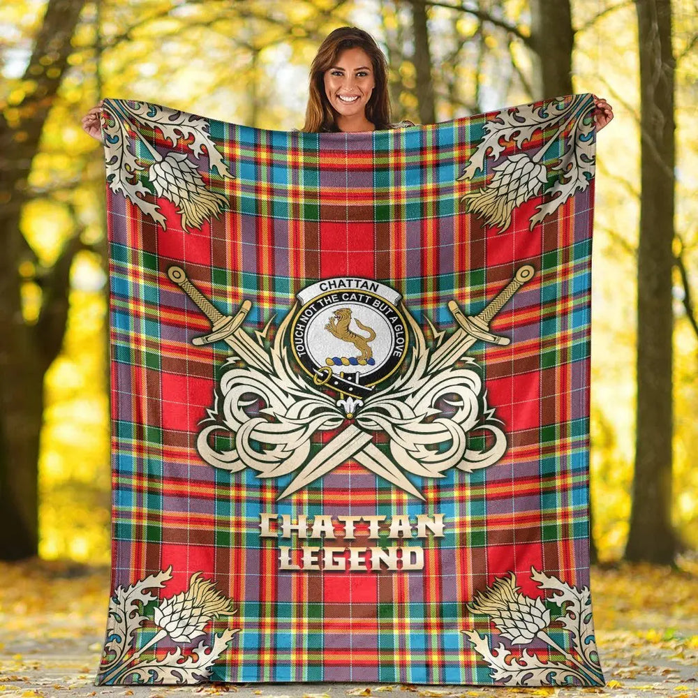 Clan Chattan Tartan Gold Courage Symbol Blanket HG60 Clan Chattan Tartan Today   