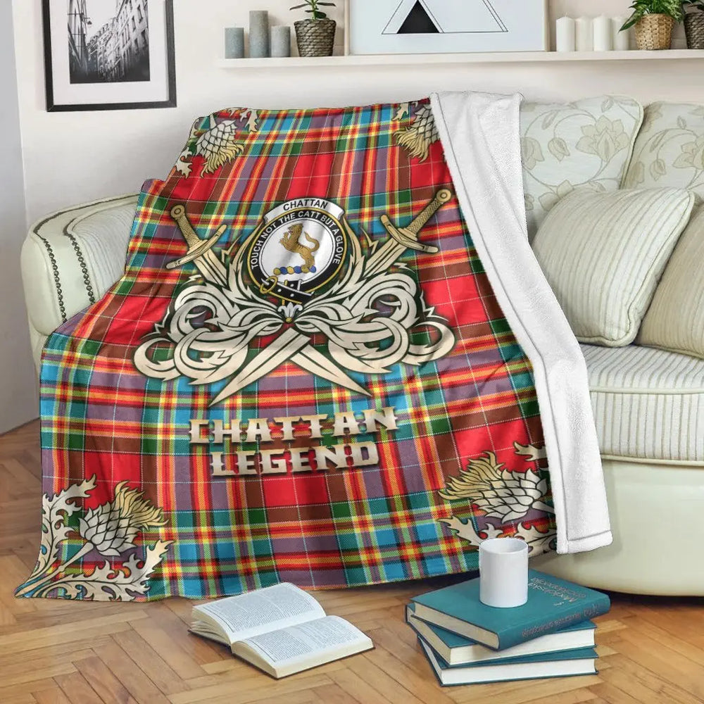Clan Chattan Tartan Gold Courage Symbol Blanket HG60 Clan Chattan Tartan Today   
