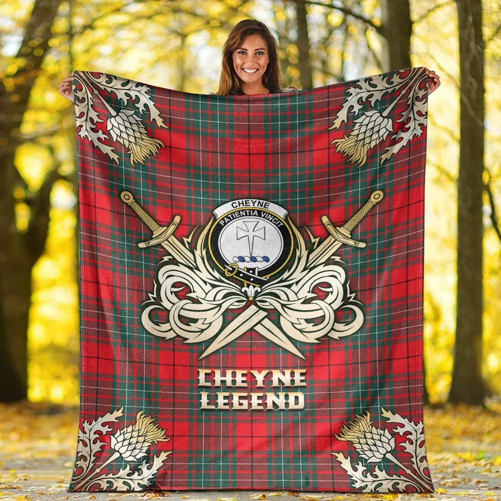 Clan Cheyne Tartan Gold Courage Symbol Blanket WW18 Clan Cheyne Tartan Today   
